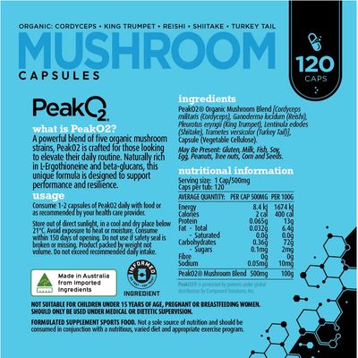 White Wolf Performance Mushroom Capsules Nutritional Information