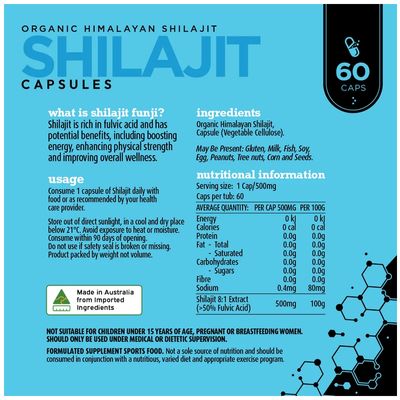 White Wolf Shilajit Capsules Nutritional Information