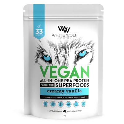 White Wolf Vegan ALL-IN-ONE Pea Protein | Creamy Vanilla 1kg
