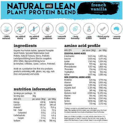 White Wolf Vegan Plant Protein Blend | French Vanilla Nutritional Information