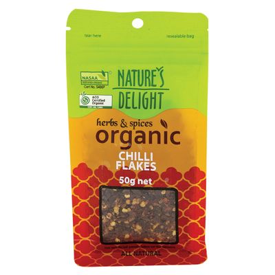 Natures Delight Organic Chilli Flakes 50g