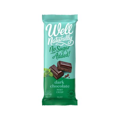Well Naturally | Dark Chocolate Mint Crisp 90g | No Added Sugar