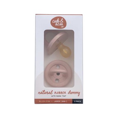 Cub Bear Co Rubber Dummy Round Large Pink Twin