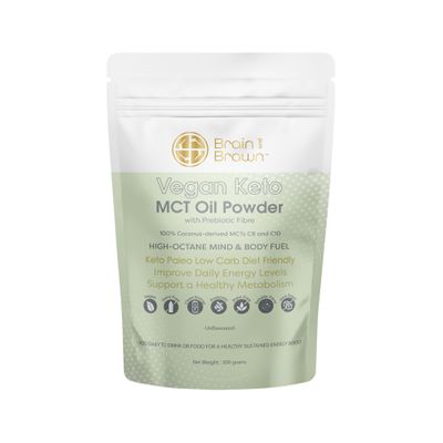 Brain & Brawn Vegan Keto MCT Oil Powder | With Prebiotic Fibre