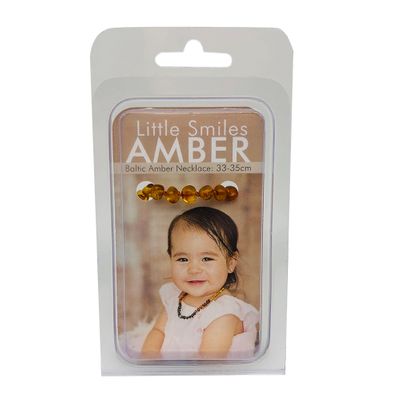 Little Smiles Amber Baby Necklace Teeth (33 35cm) Brown