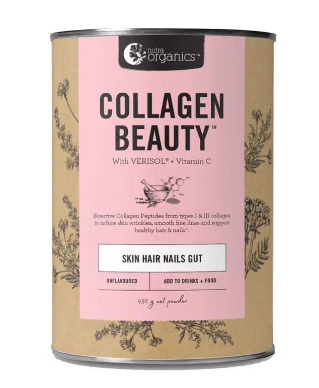 Nutra Organics Collagen Beauty Skin Hair Nails Gut Vanilla 120g